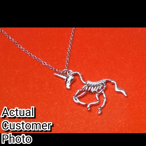 Pale Horse Skeleton Unicorn Horse Necklace Spooky Season Approved! - Picture 10 of 11